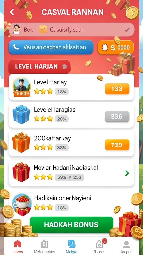 Karakter dan lingkungan game yang berwarna-warni.